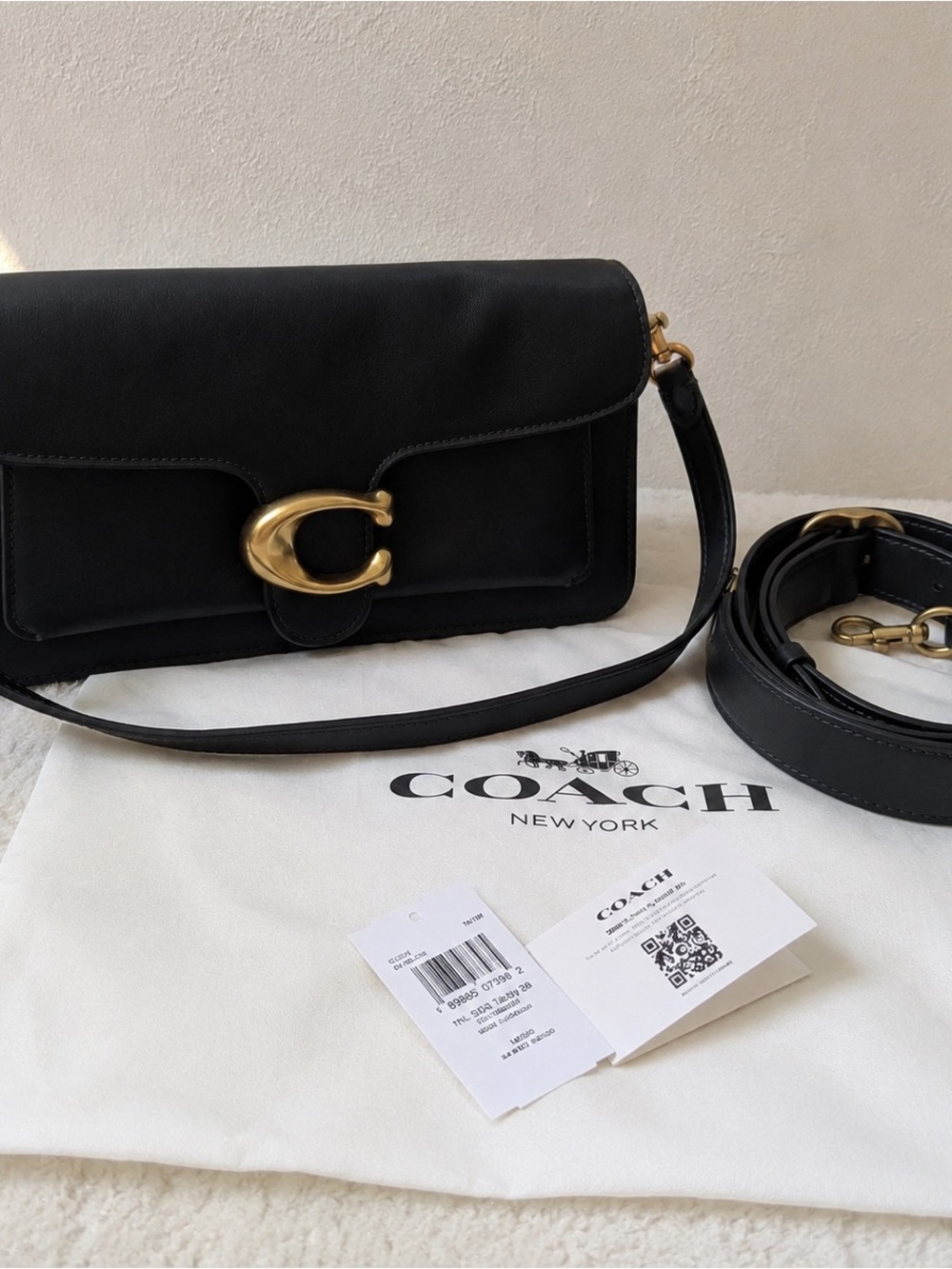 Coach Black Leather Crossbody Bag with Gold Hardware